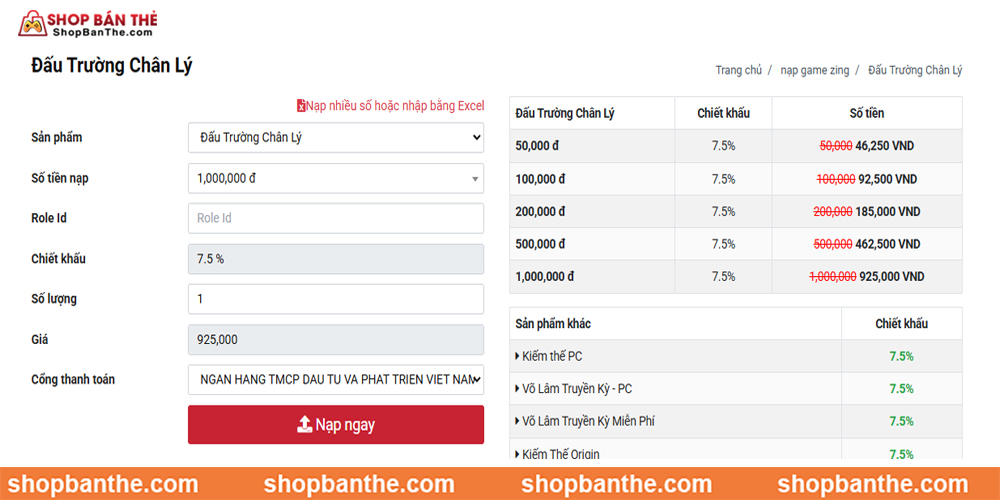 Cách nạp Đấu Trường Chân Lý Mobile VNG bằng thẻ cào "thần tốc"