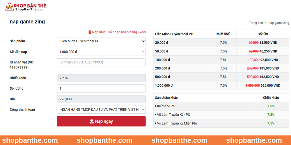 3 bước nạp Liên Minh Huyền Thoại bằng thẻ cào