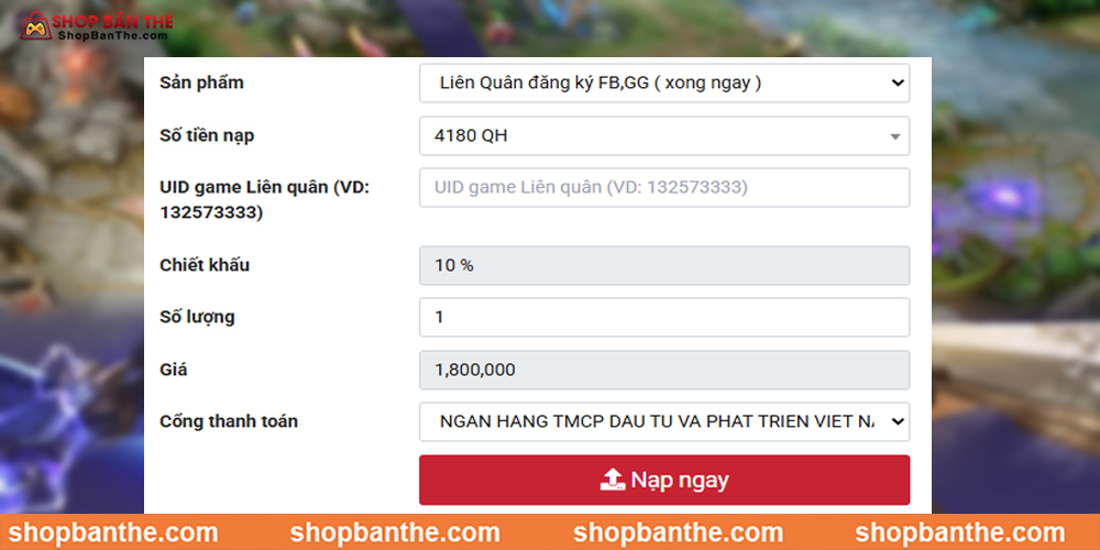 Dùng quỹ để nạp Liên Quân