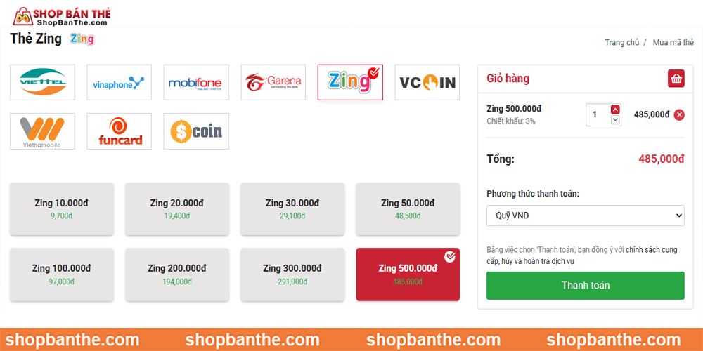 Hướng Dẫn 3 Bước Mua Thẻ Zing Nhanh Gọn Trên Website Shopbanthe